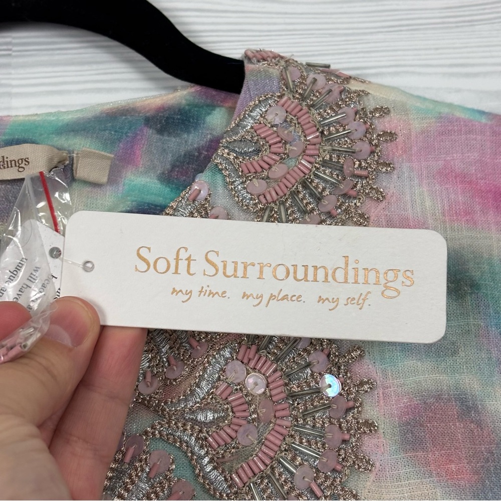 Soft Surroundings Bazille Tunic Tie Dye Watercolor Print Size Small NWT - Picture 7 of 12
